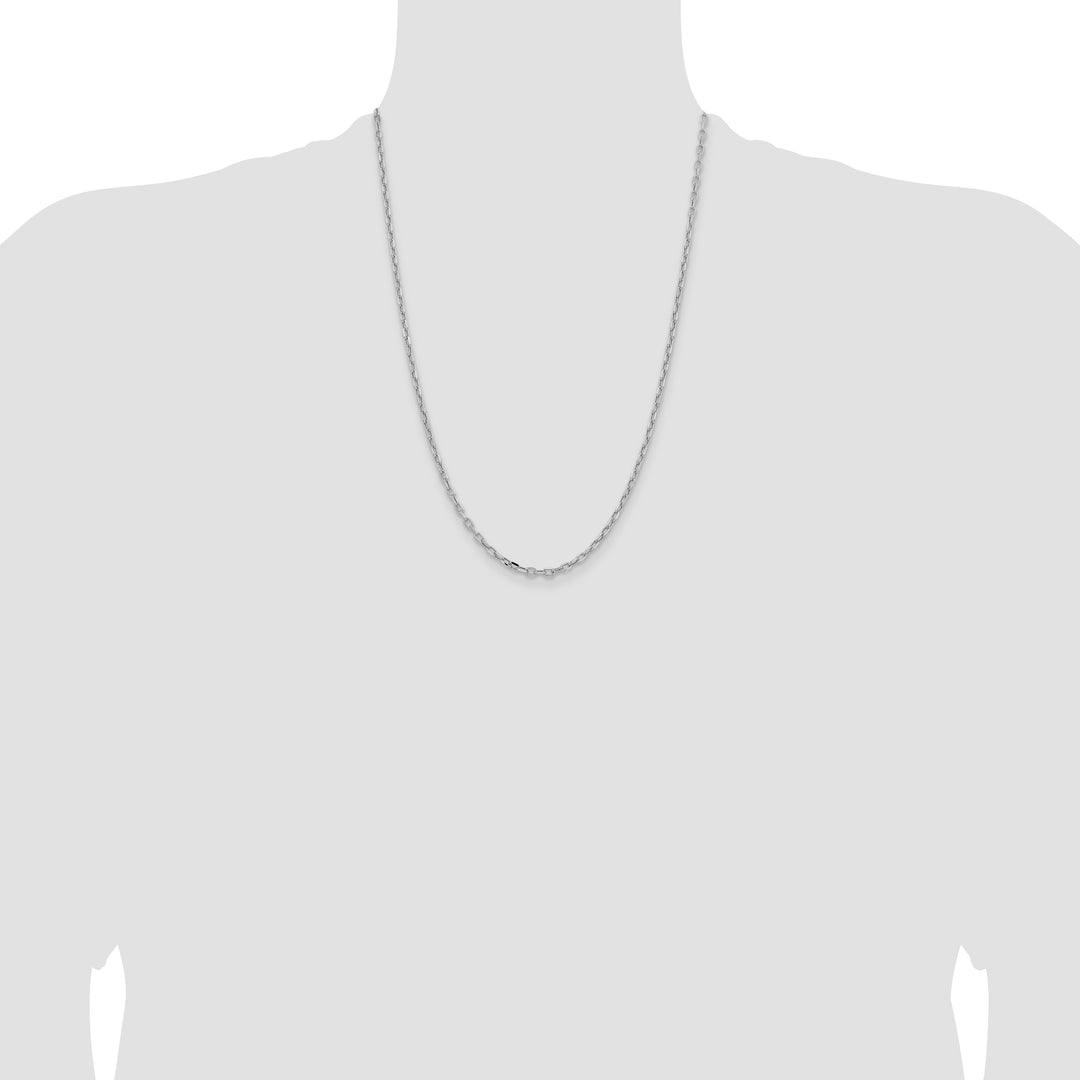 14k White Gold 3mm Semi-solid D/C Open Link Cable Chain