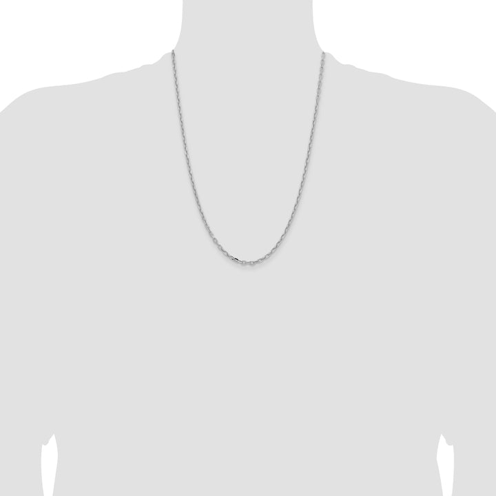 14k White Gold 3mm Semi-solid D/C Open Link Cable Chain