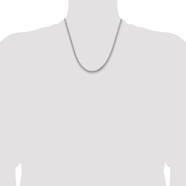 14k White Gold 3.6mm Semi-Solid Round Box Chain