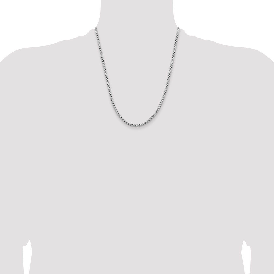 14k White Gold 3.6mm Semi-Solid Round Box Chain