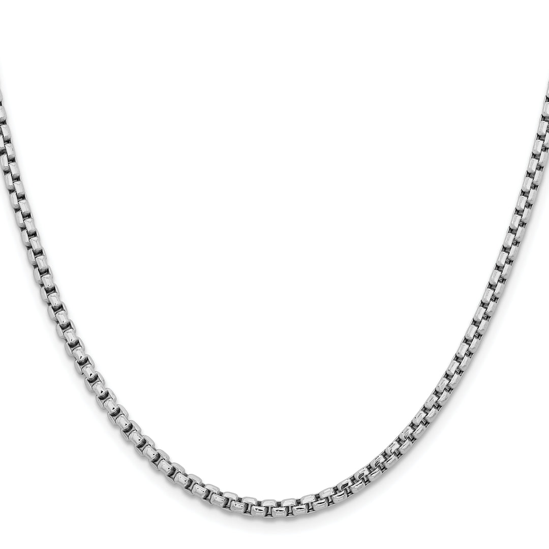 14k White Gold 3.6mm Semi-Solid Round Box Chain