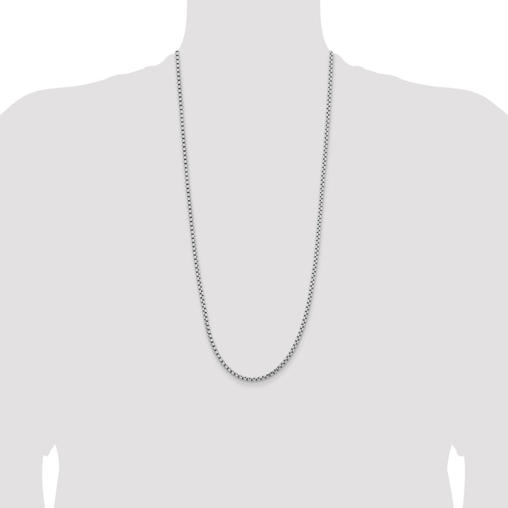 14k White Gold 3.6mm Semi-Solid Round Box Chain