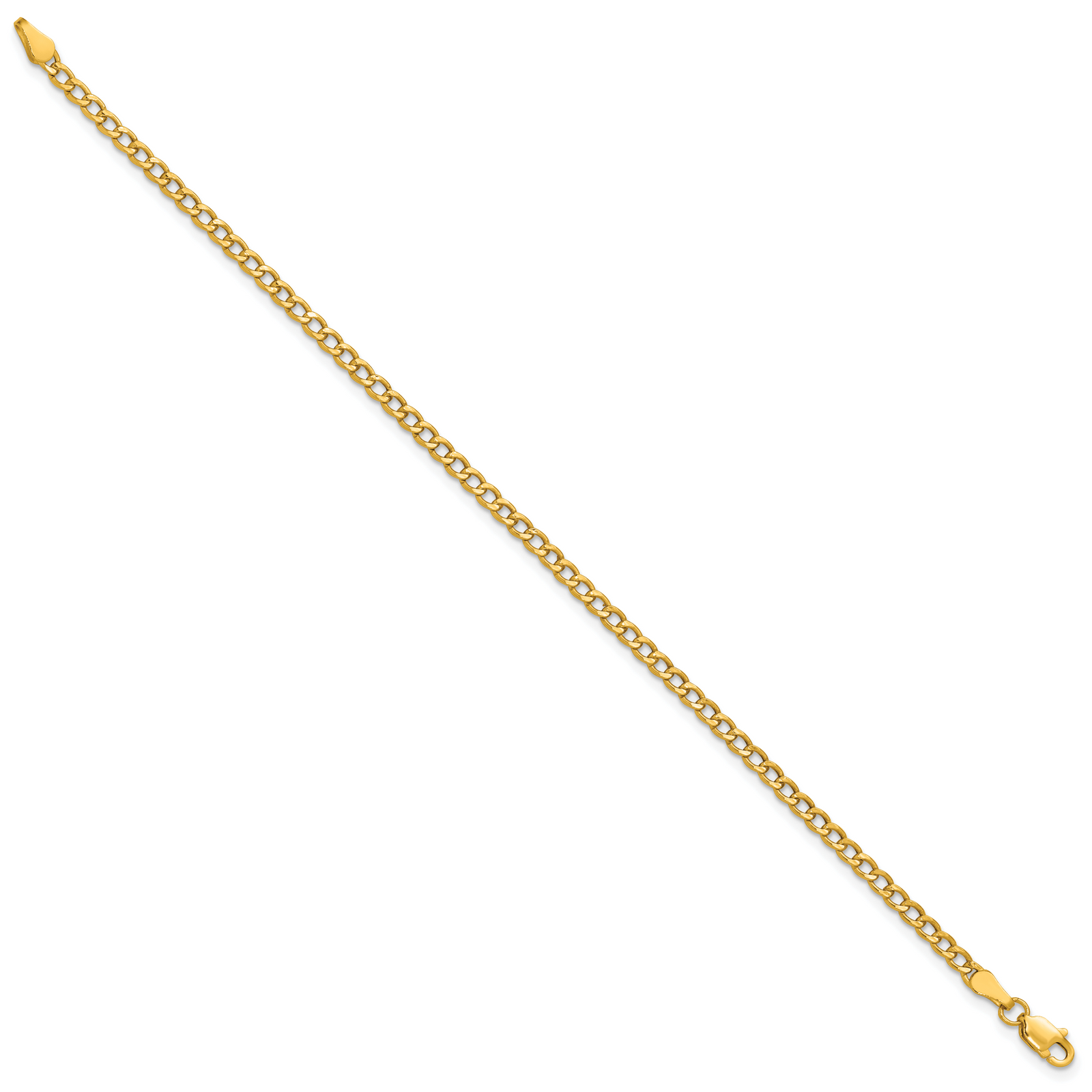 14k 2.85mm Semi-Solid Curb Chain Anklet
