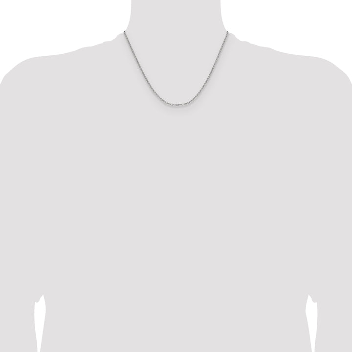 14k White Gold 2.2mm Semi-Solid Beveled Paperclip Chain