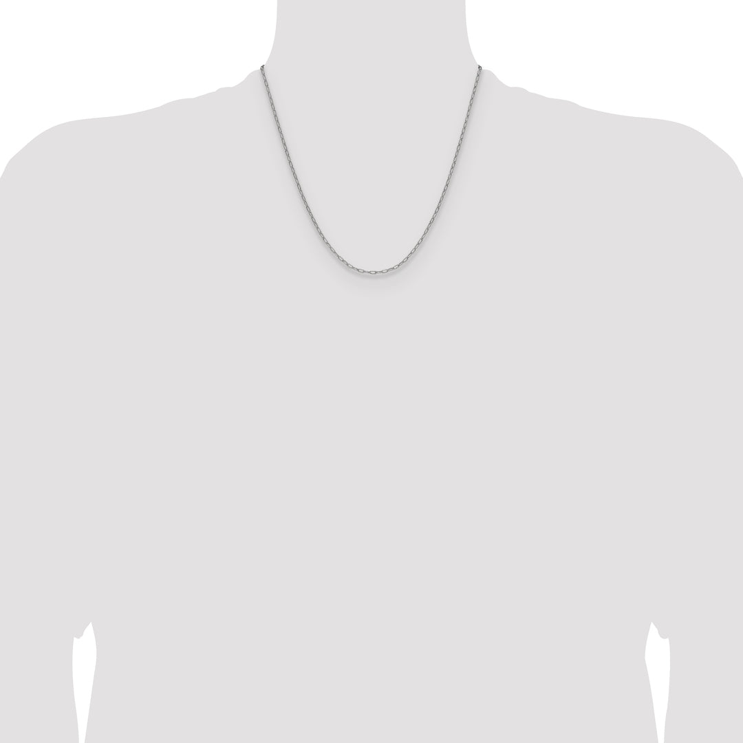14k White Gold 2.2mm Semi-Solid Beveled Paperclip Chain