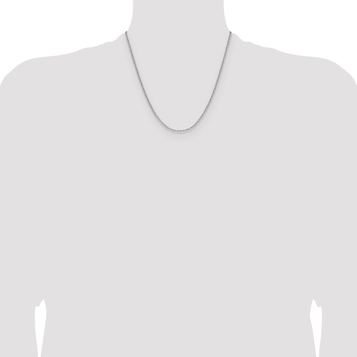 14k White Gold 2.2mm Semi-Solid Beveled Paperclip Chain
