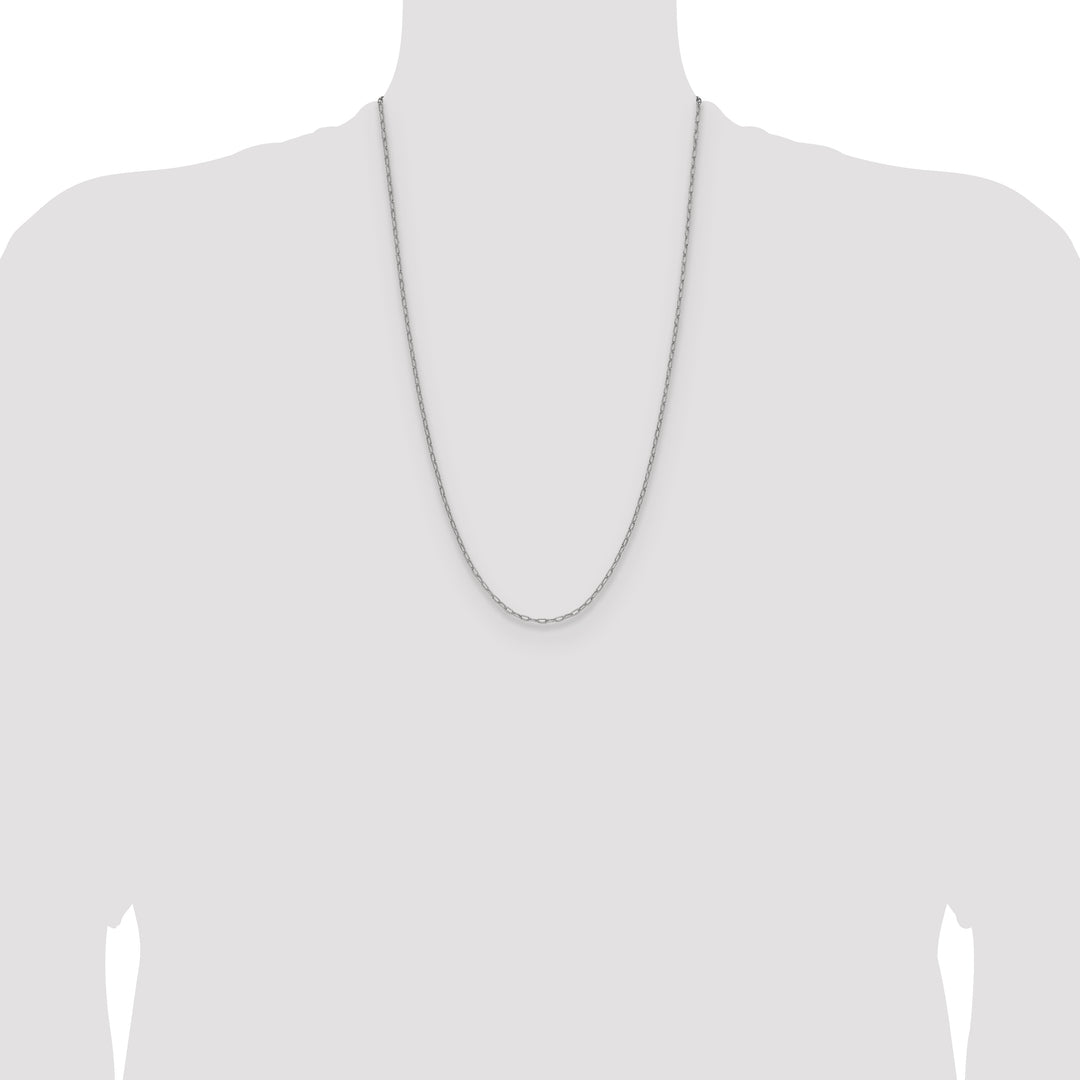 14k White Gold 2.2mm Semi-Solid Beveled Paperclip Chain
