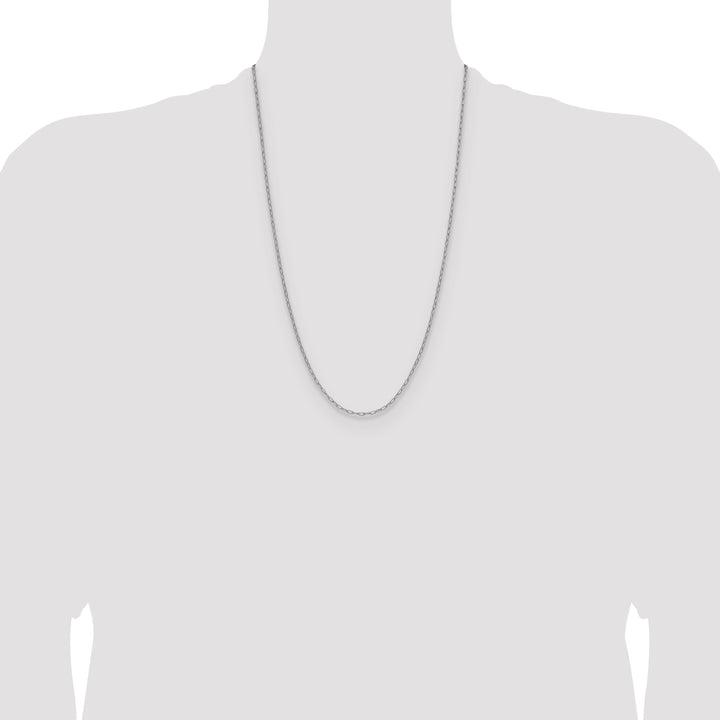 14k White Gold 2.2mm Semi-Solid Beveled Paperclip Chain