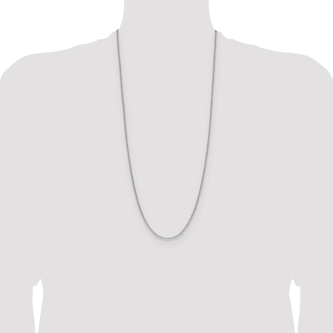 14k White Gold 2.2mm Semi-Solid Beveled Paperclip Chain