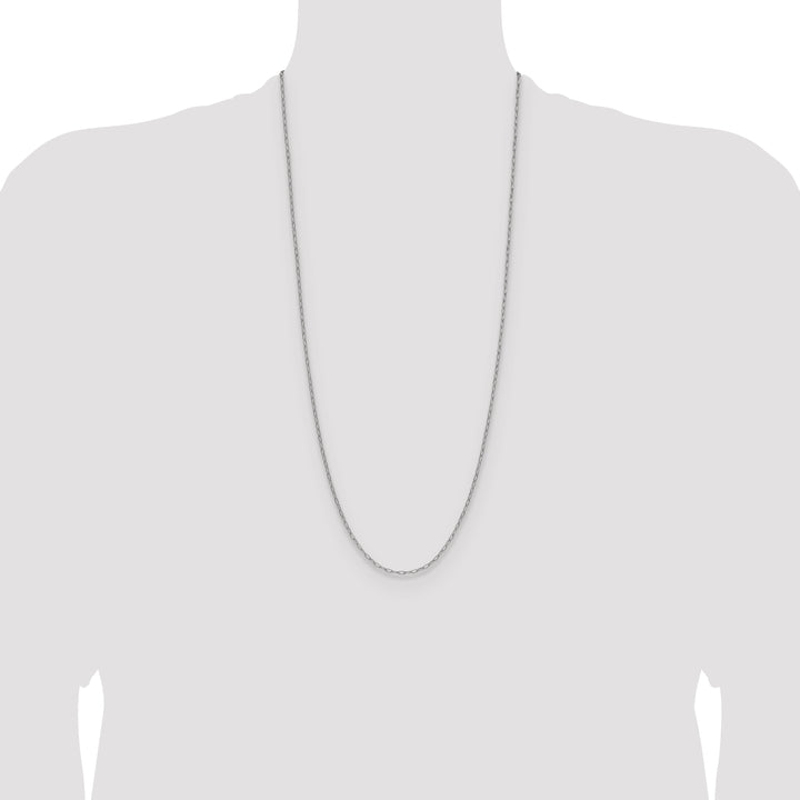 14k White Gold 2.2mm Semi-Solid Beveled Paperclip Chain