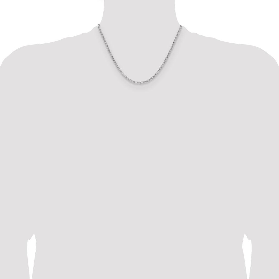 14k White Gold 3.0mm Semi-Solid Beveled Paperclip Chain