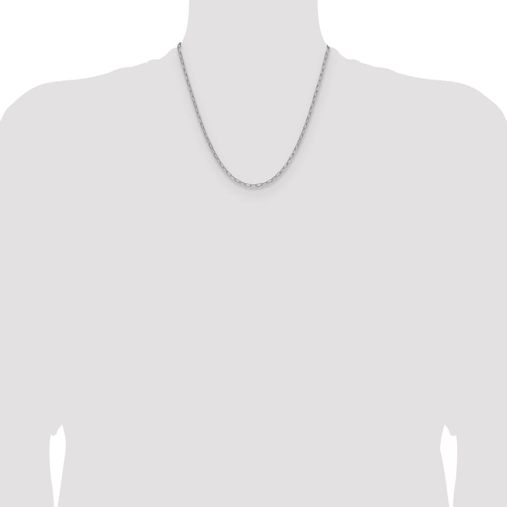 14k White Gold 3.0mm Semi-Solid Beveled Paperclip Chain