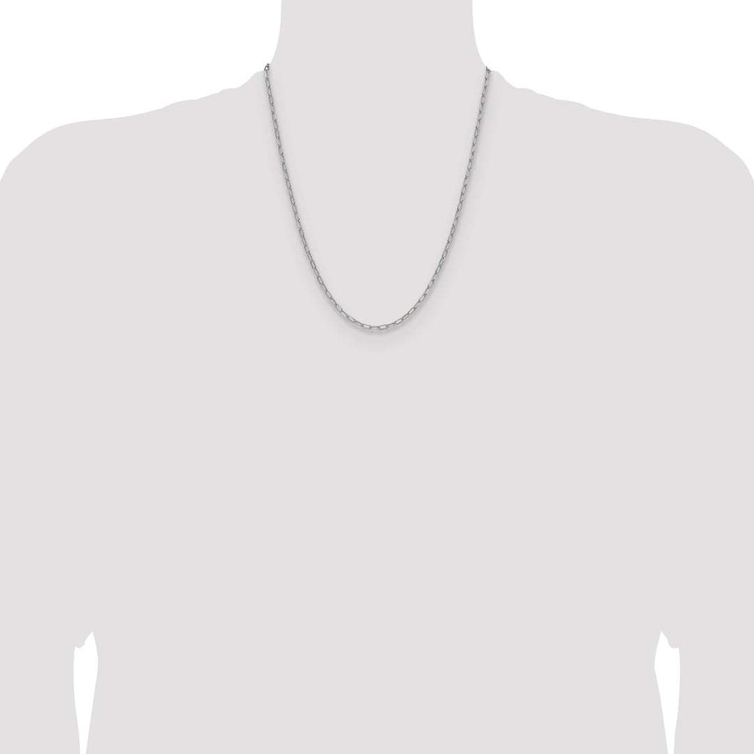 14k White Gold 3.0mm Semi-Solid Beveled Paperclip Chain