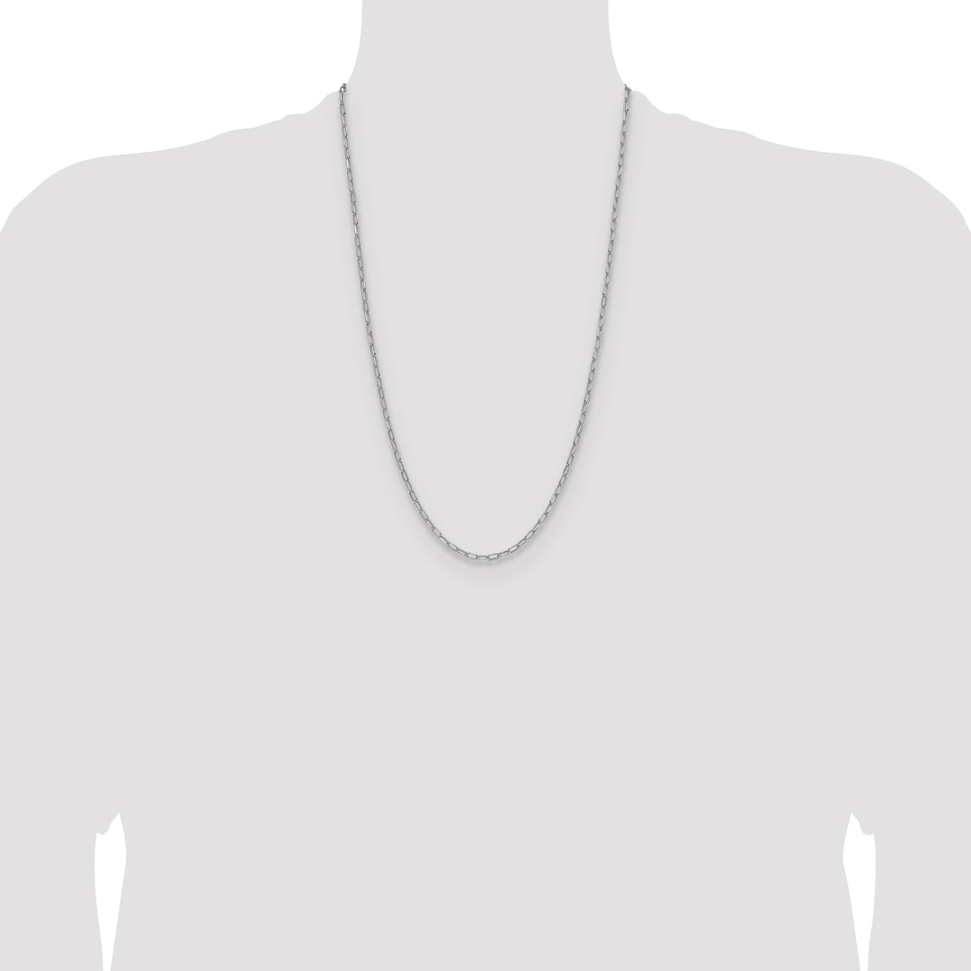 14k White Gold 3.0mm Semi-Solid Beveled Paperclip Chain