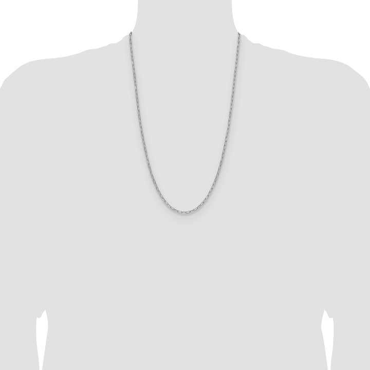 14k White Gold 3.0mm Semi-Solid Beveled Paperclip Chain
