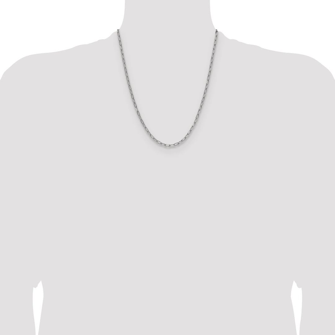 14k White Gold 3.7mm Semi-Solid Beveled Paperclip Chain