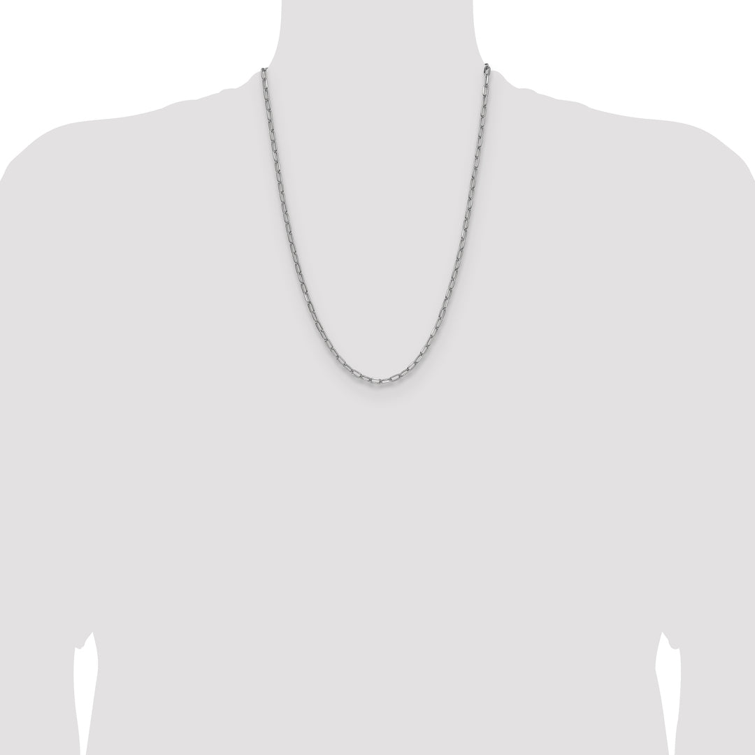 14k White Gold 3.7mm Semi-Solid Beveled Paperclip Chain