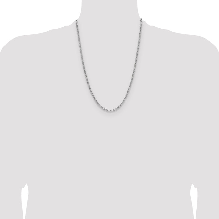 14k White Gold 3.7mm Semi-Solid Beveled Paperclip Chain