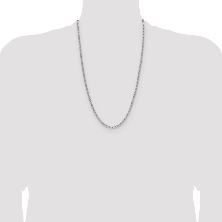 14k White Gold 3.7mm Semi-Solid Beveled Paperclip Chain