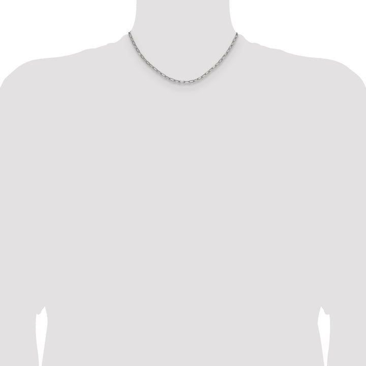 14k White Gold 3.7mm Semi-Solid Beveled Paperclip Chain