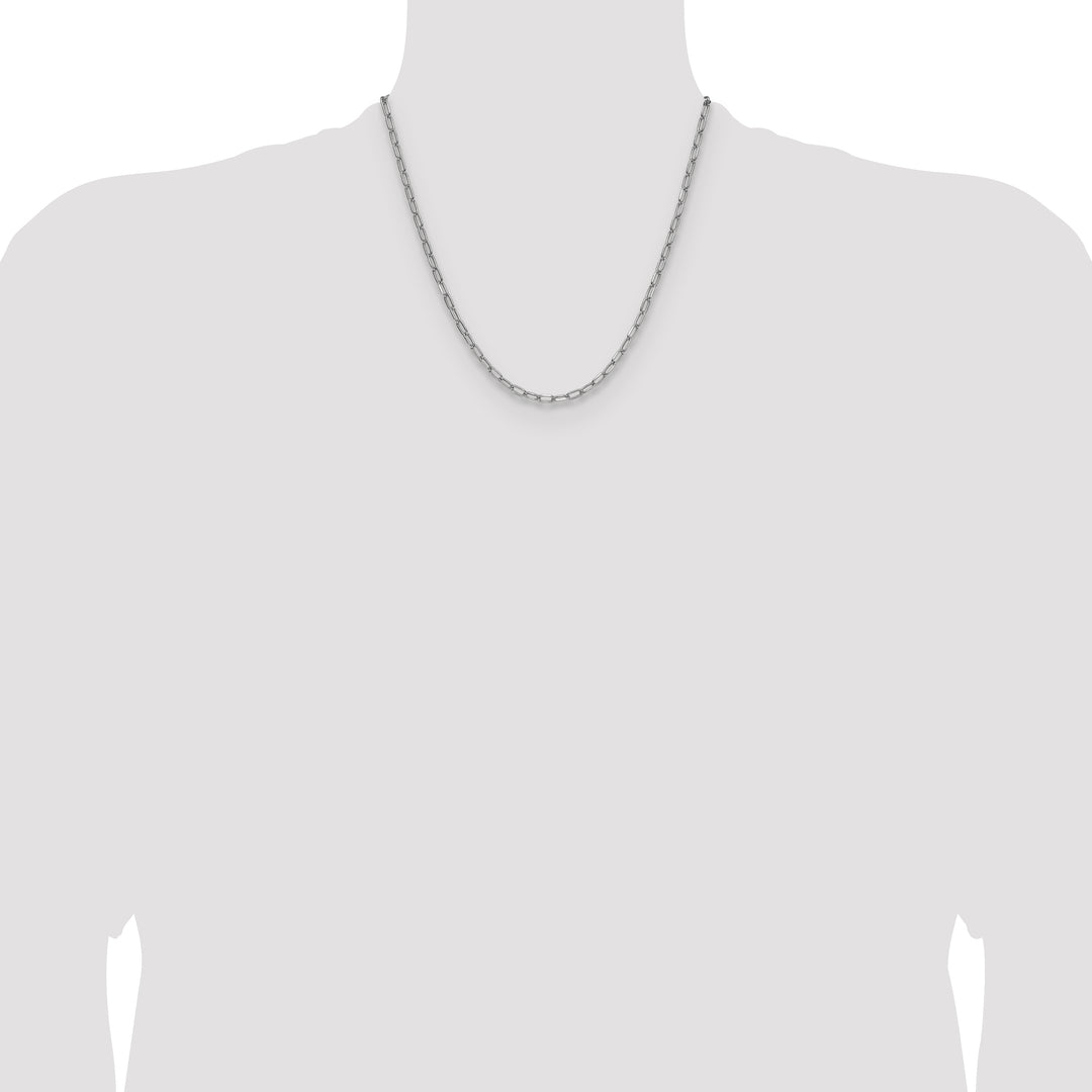 14k White Gold 3.7mm Semi-Solid Beveled Paperclip Chain