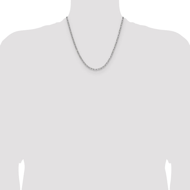 14k White Gold 3.7mm Semi-Solid Beveled Paperclip Chain