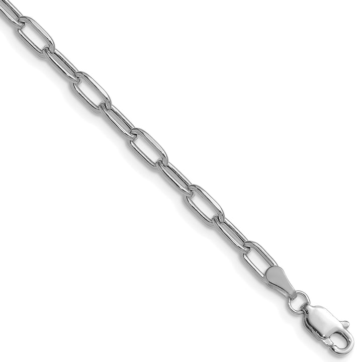 14k White Gold 3.7mm Semi-Solid Beveled Paperclip Chain