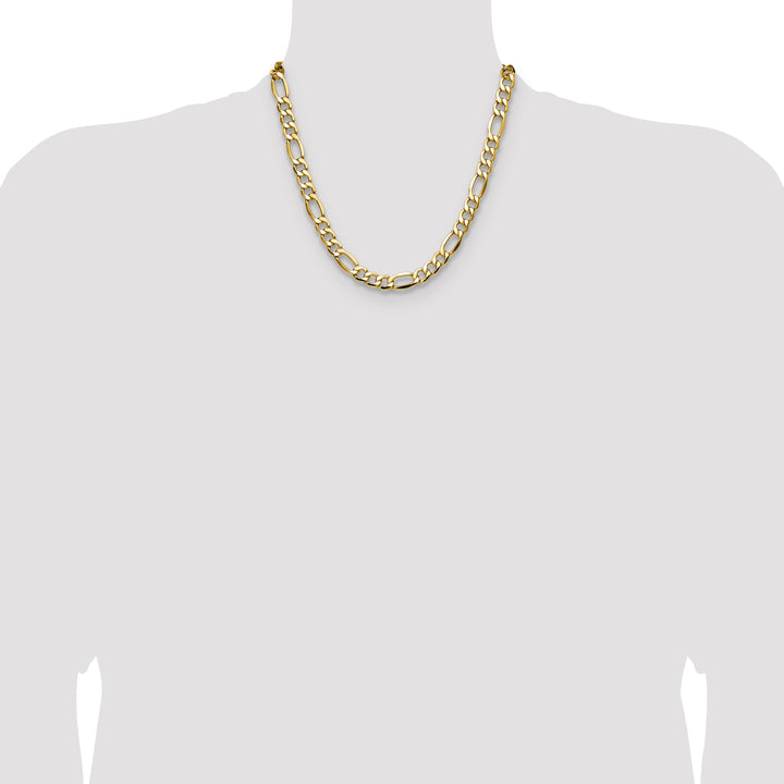 14k 9.4mm Semi-Solid Figaro Chain