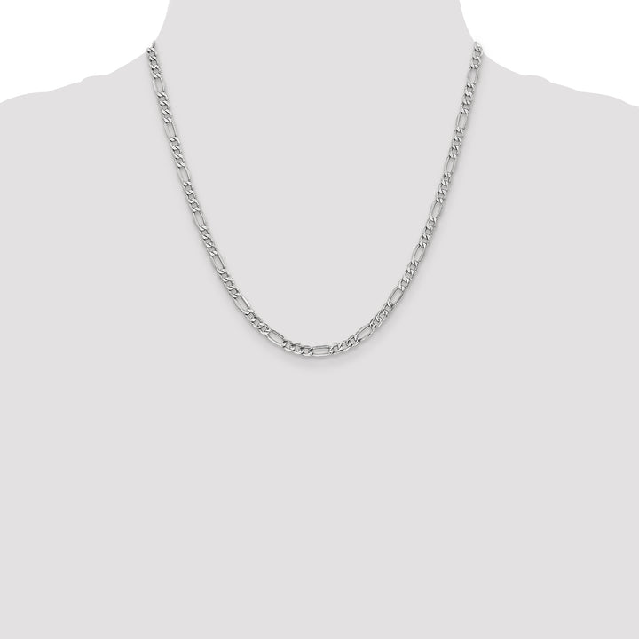 14k White Gold 4.4mm Semi-Solid Figaro Chain