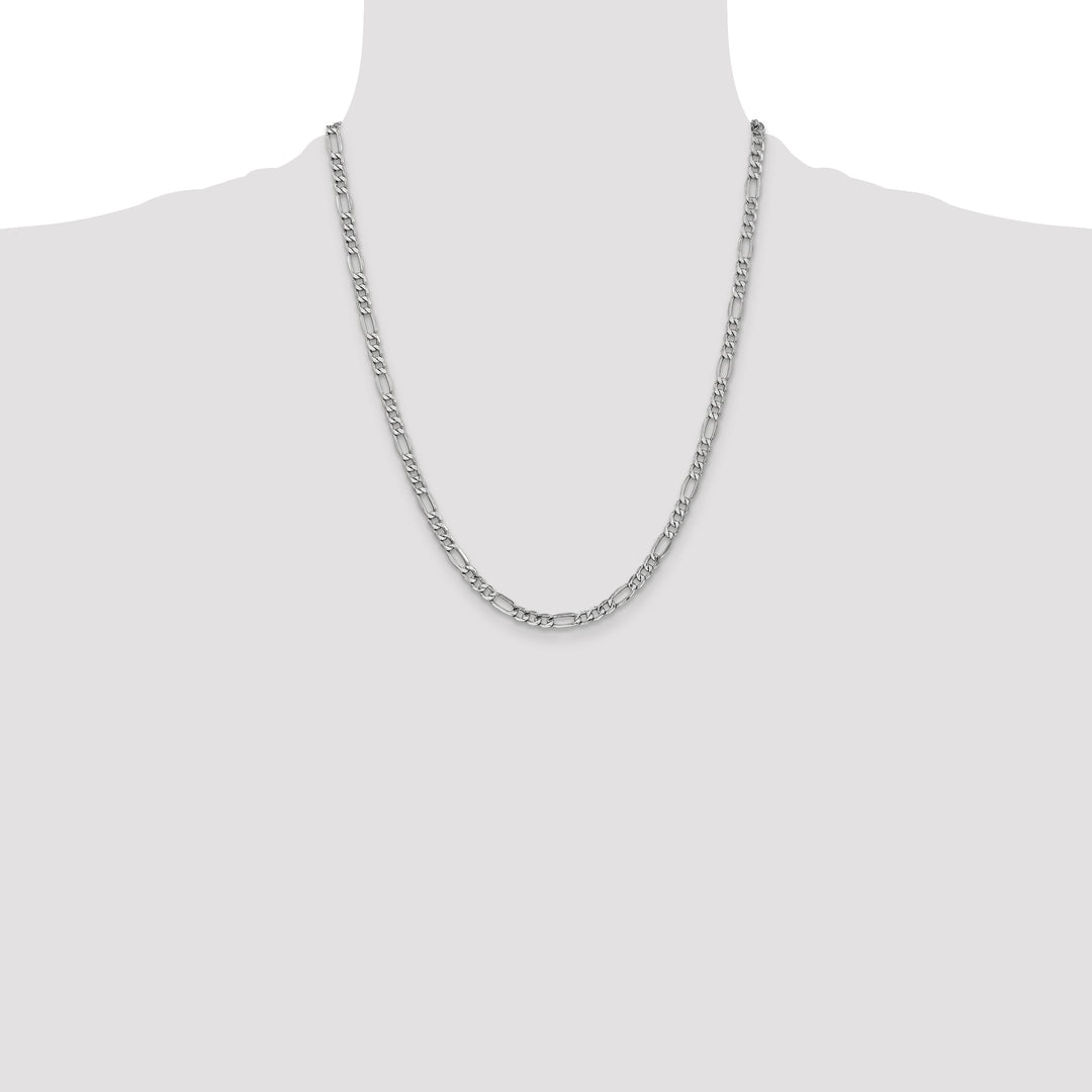 14k White Gold 4.4mm Semi-Solid Figaro Chain