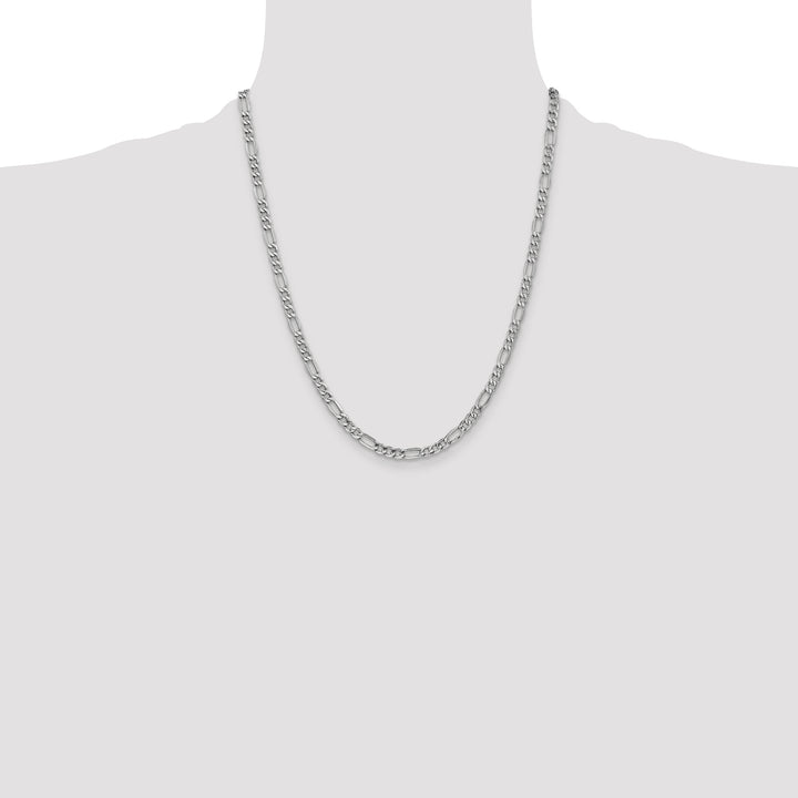 14k White Gold 4.4mm Semi-Solid Figaro Chain