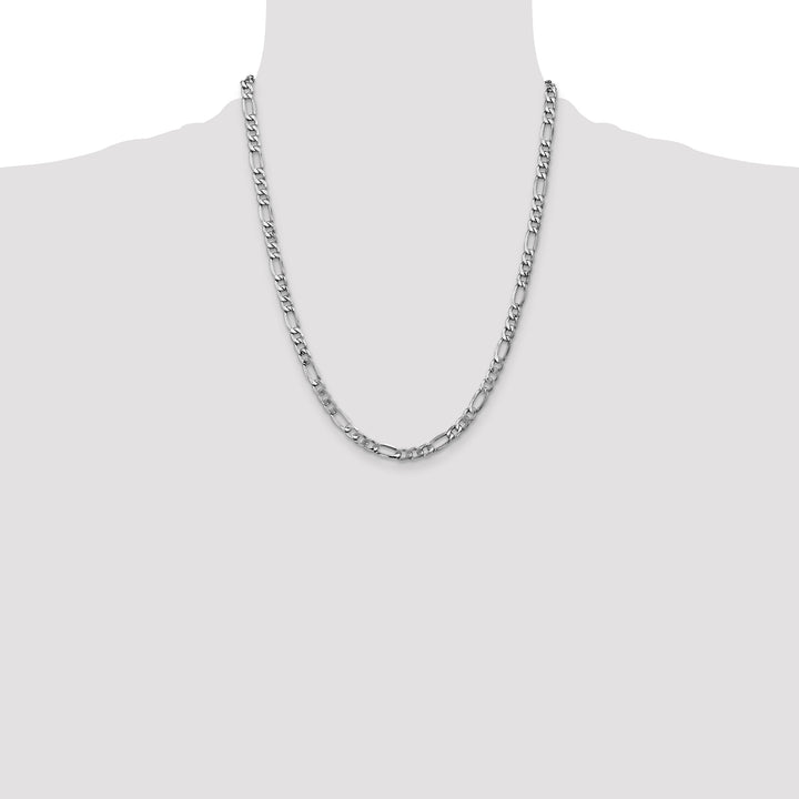 14k White Gold 5.75mm Semi-Solid Figaro Chain