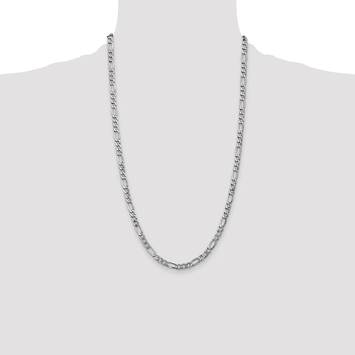 14k White Gold 5.75mm Semi-Solid Figaro Chain