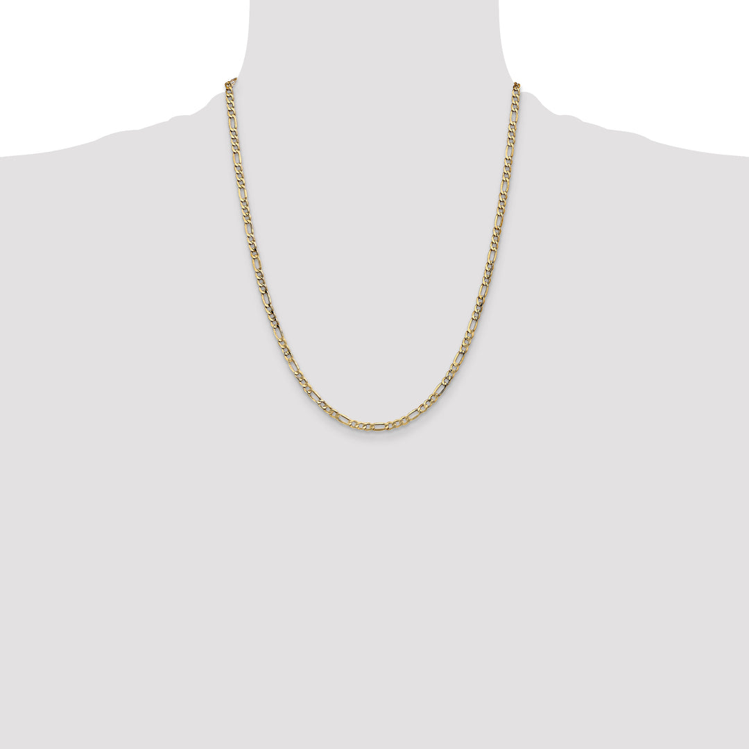 14k 3.5mm Semi-Solid Figaro Chain