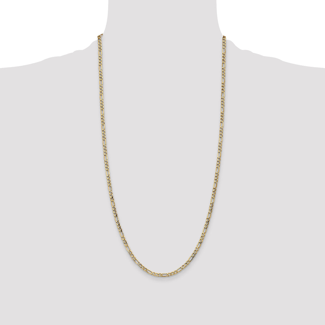 14k 3.5mm Semi-Solid Figaro Chain
