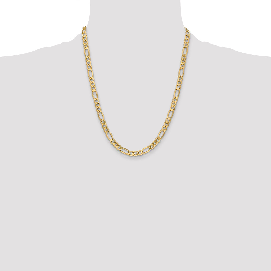 14k 6.25mm Semi-Solid Figaro Chain