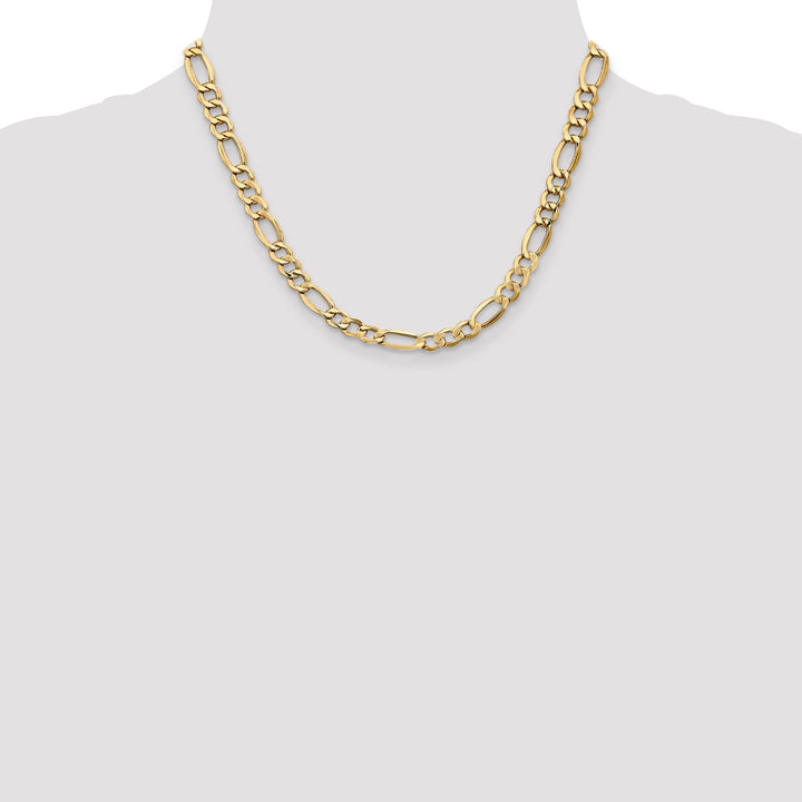 14k 7.3mm Semi-Solid Figaro Chain