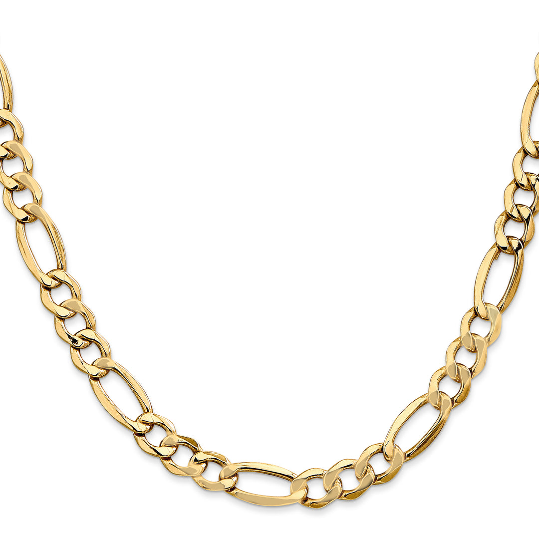 14k 7.3mm Semi-Solid Figaro Chain