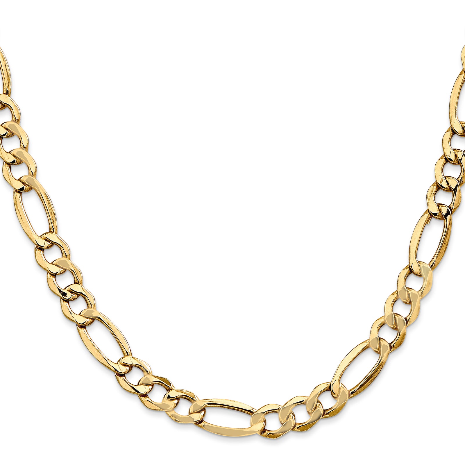 14k 7.3mm Semi-Solid Figaro Chain