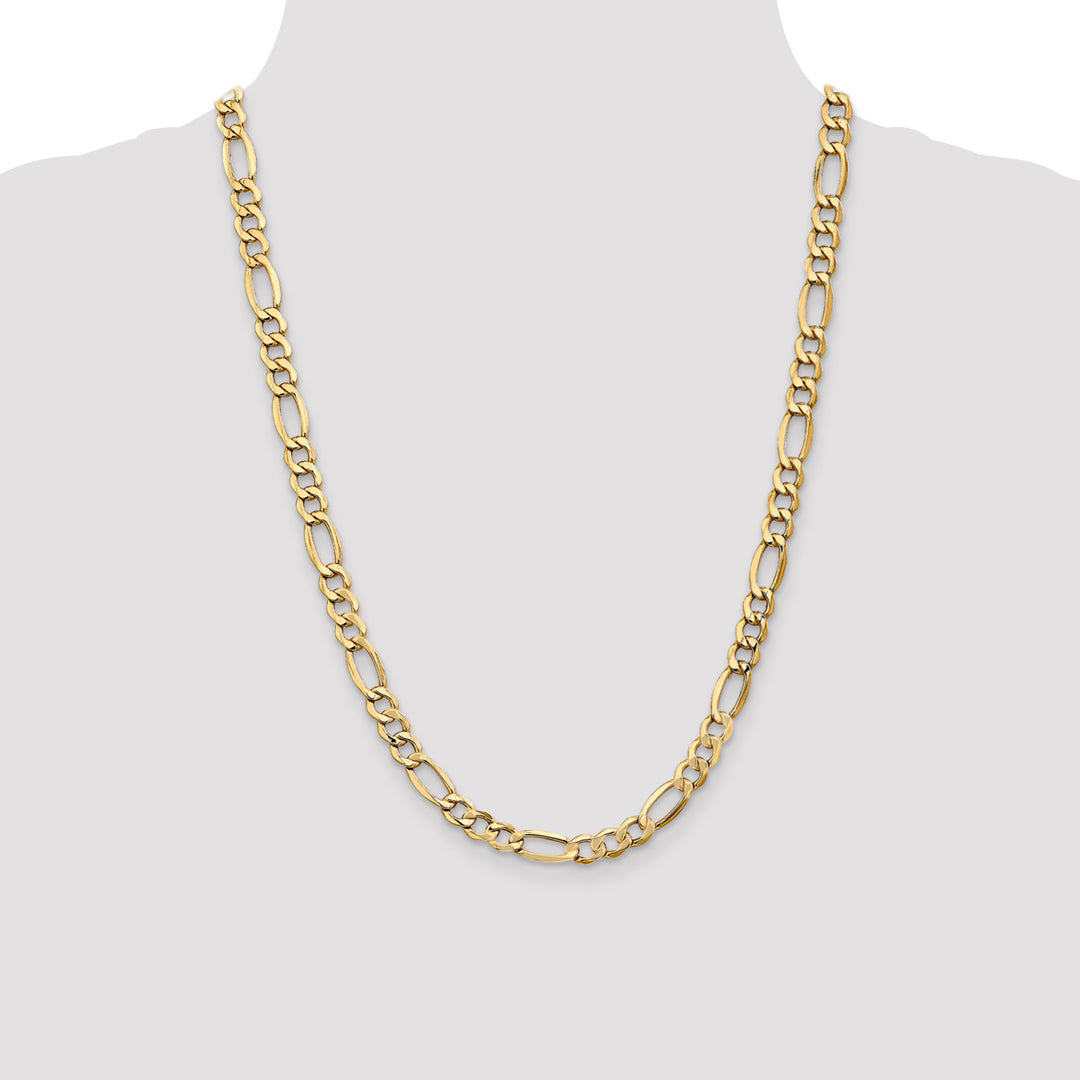 14k 7.3mm Semi-Solid Figaro Chain