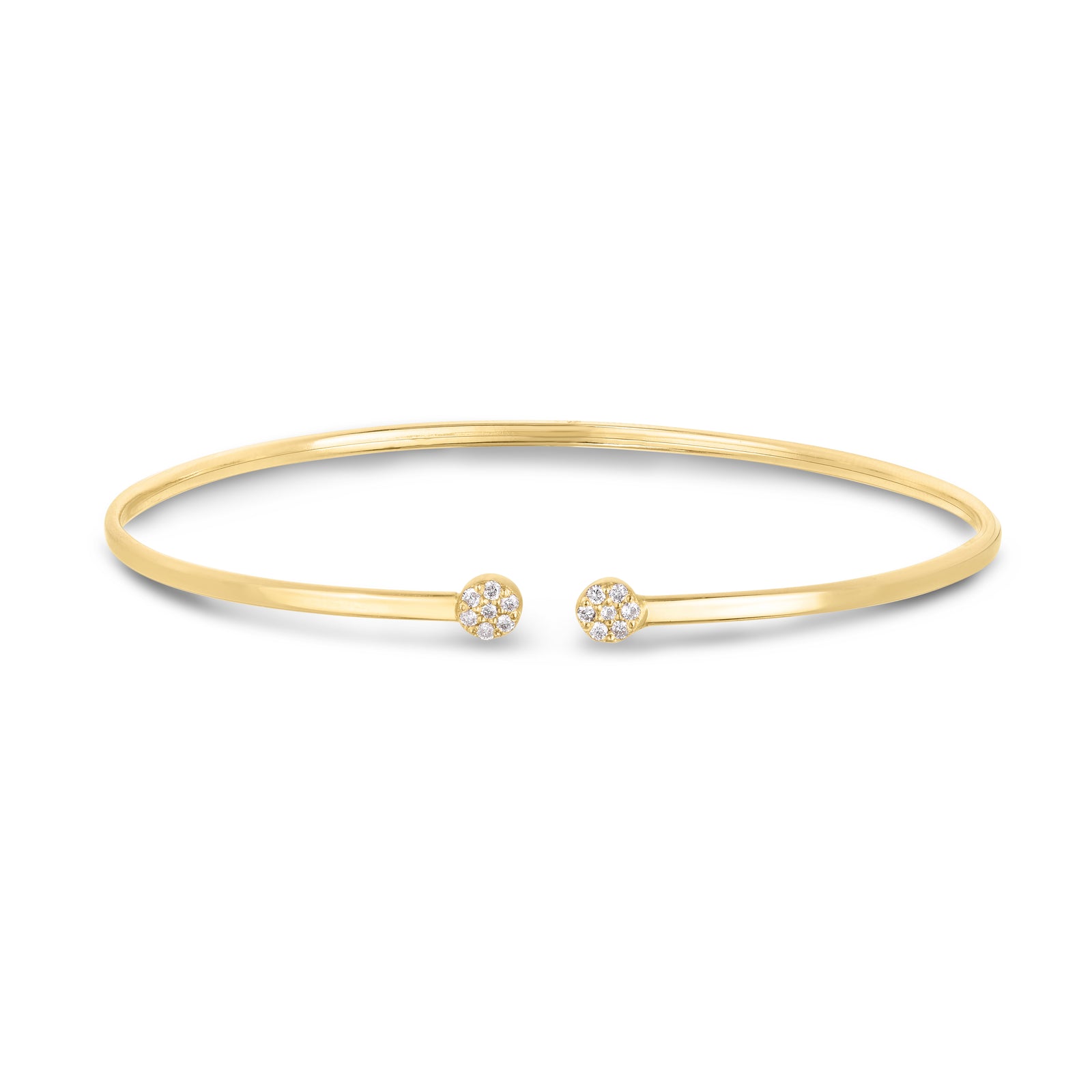 14K Gold Diamond Cluster Cuff Bangle