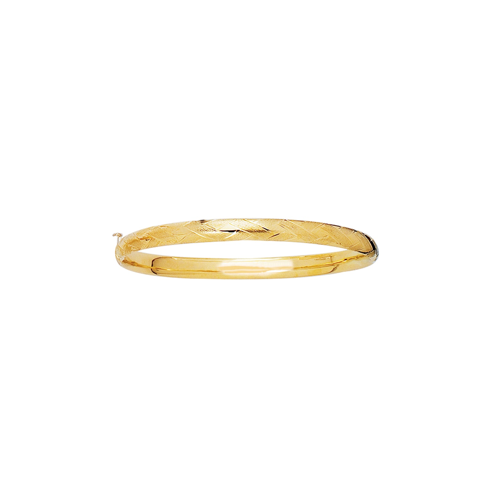 14K Gold X Pattern Childrens Bangle
