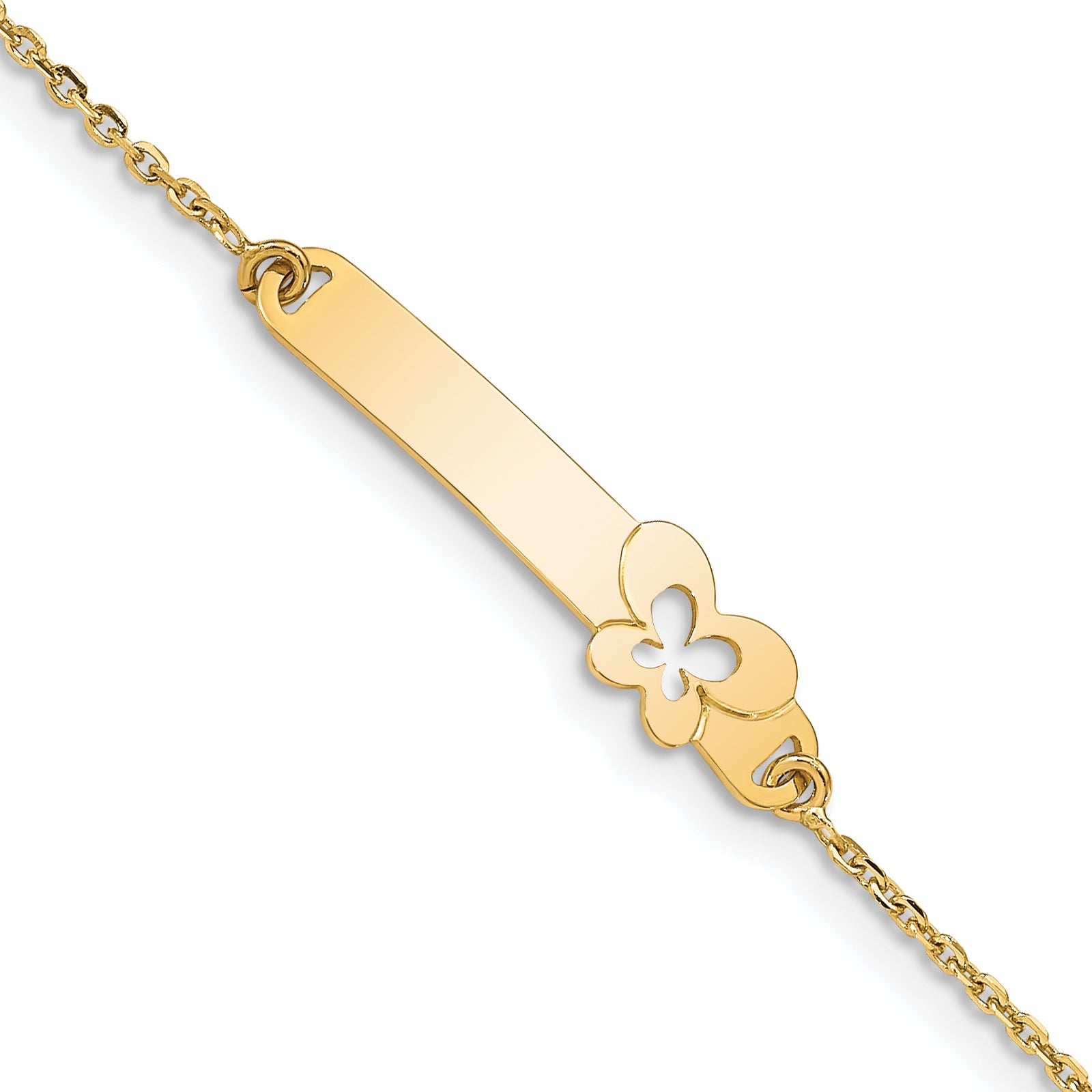 14K Childrens Polished Butterfly w/1in ext.  ID Bracelet