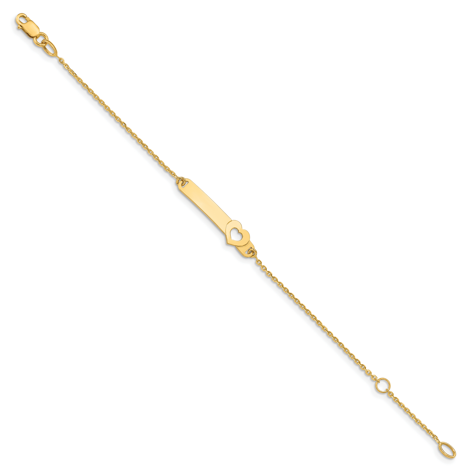 14K Childrens Polished Heart w/1in ext. ID Bracelet