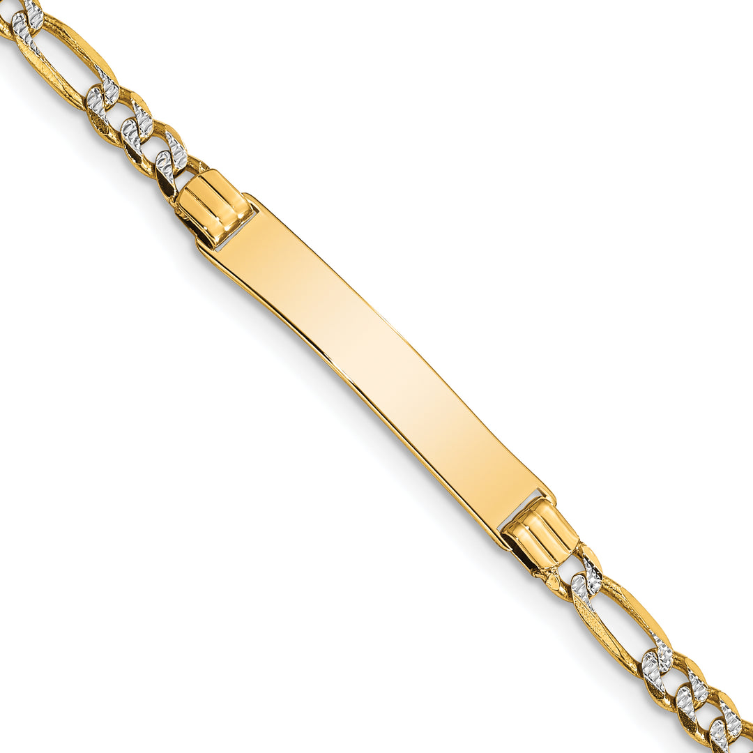 14k w/Rhodium Childrens Pavé Figaro Link ID Bracelet