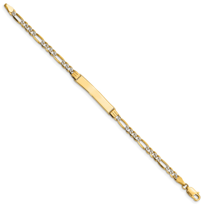 14k w/Rhodium Childrens Pavé Figaro Link ID Bracelet