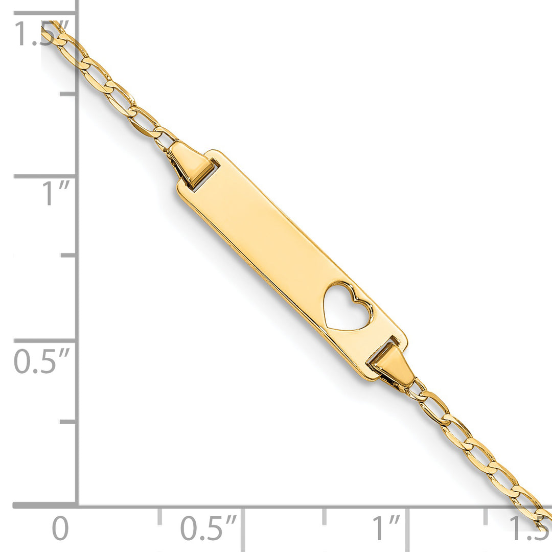 14k Cut-out Heart Flat Curb Link ID Bracelet