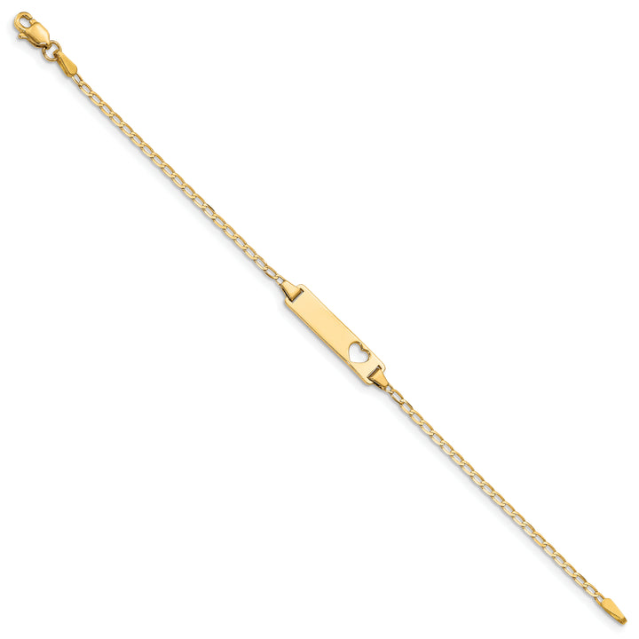 14k Cut-out Heart Flat Curb Link ID Bracelet