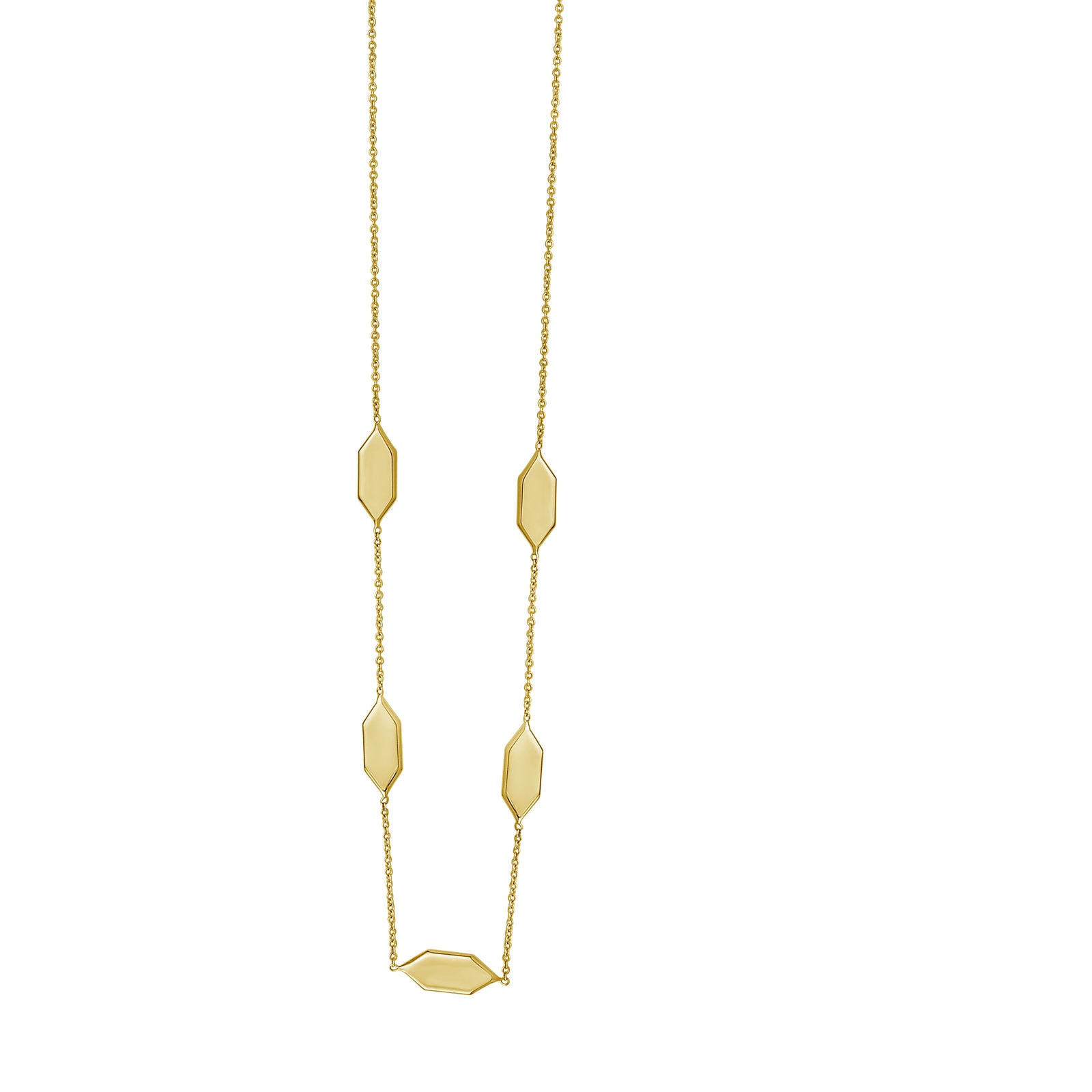 14K Elongated Hexagon Link Necklace