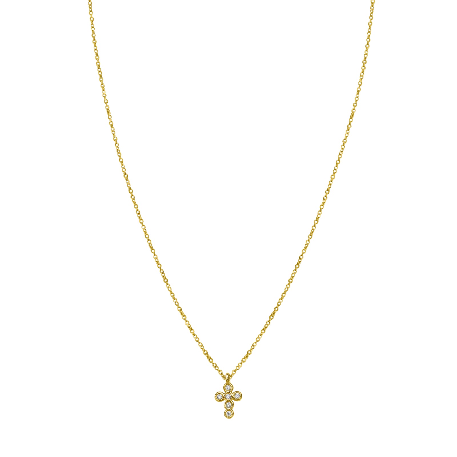 14K Petite Diamond Cross Necklace